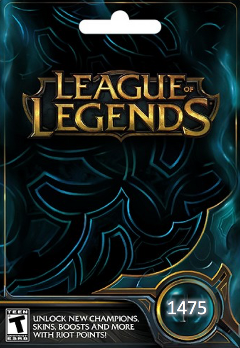 League of Legends: 1475 Riot Points Card 