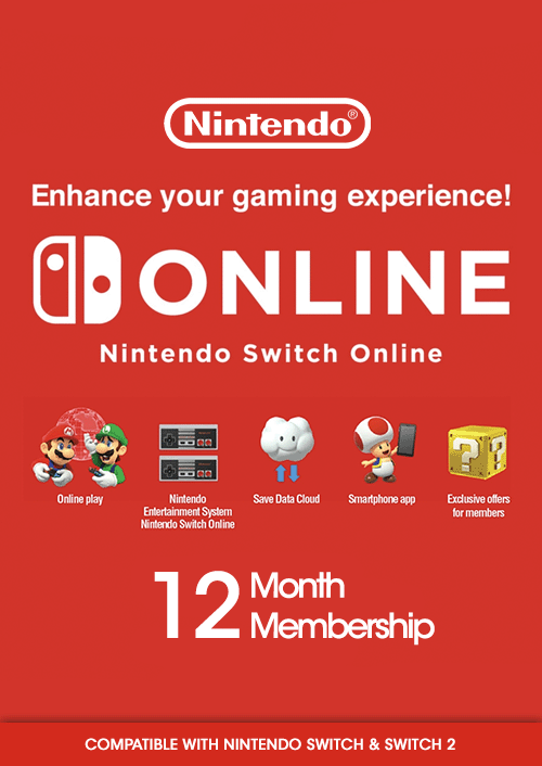 Nintendo Switch Online 12 Months Membership Switch & Switch 2 (US)