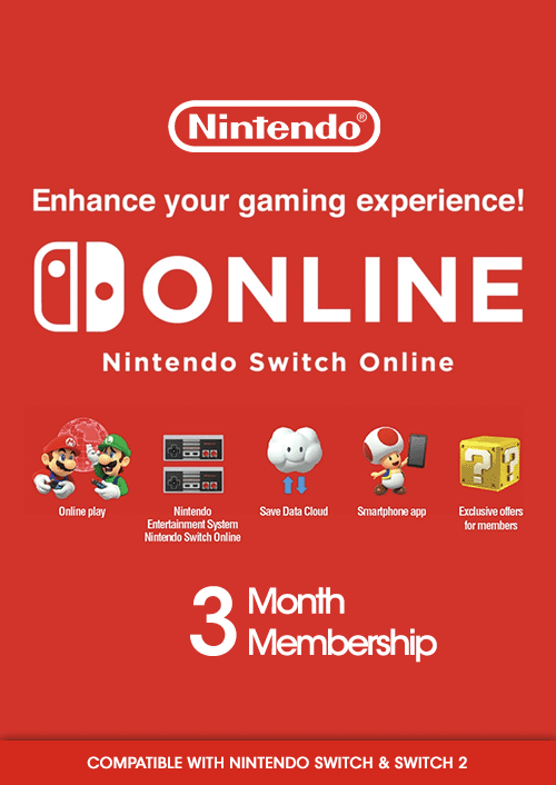 Nintendo Switch Online 3 Months Membership Switch & Switch 2 (US)